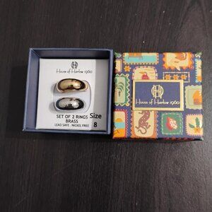 House Of Harlow 1960 Set 2 Brass Rings Size 8 NIB